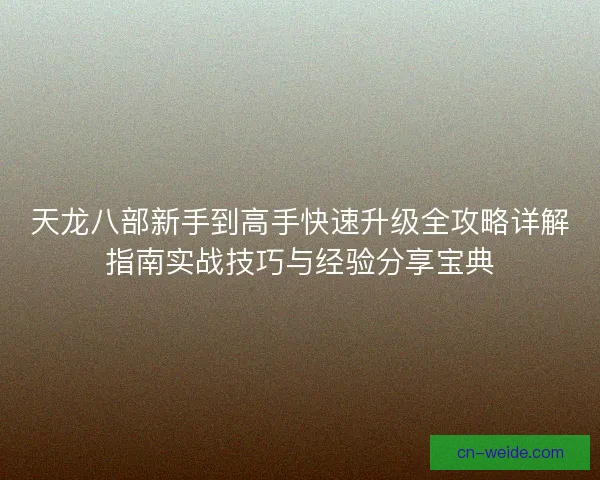 天龙八部新手到高手快速升级全攻略详解指南实战技巧与经验分享宝典 天龙八部新手到高手快速升级全攻略详解指南实战技巧与经验分享宝典
